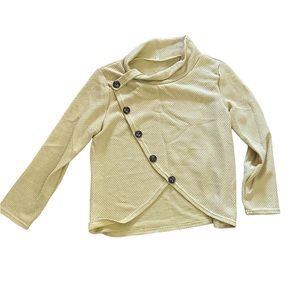 Yellow/green knit style fall button up top sweater